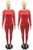 Black Fashion Casual Letter Basic O Neck Long Sleeve Two Pieces