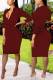 Wine Red Sexy Solid Patchwork O Neck Pencil Skirt Dresses