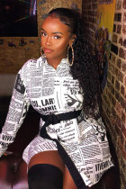 White Polo collar Long Sleeve Patchwork Blouses & Shirts
