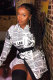 White Polo collar Long Sleeve Patchwork Blouses & Shirts