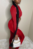 Pink Fashion Casual Adult Solid Patchwork O Neck Skinny Jumpsuits