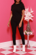 Black Casual Print Letter O Neck Short Sleeve Two Pieces