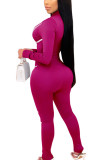 Red Sexy Milk Fiber Solid Patchwork O Neck Skinny Jumpsuits