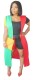 As Show Print Stitching Mid Waist Elastic Waist Two-piece suit