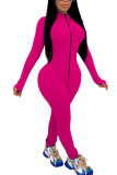 Black Fashion Sexy Solid zipper Milk. Long Sleeve O Neck Jumpsuits