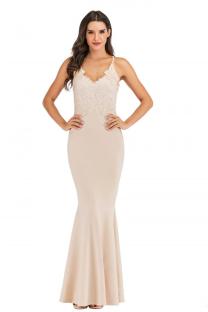 White Fashion adult Sexy Spaghetti Strap Sleeveless Slip Slim Dress Floor-Length Patchwork Solid