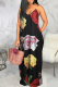 Black Sexy Print Patchwork Spaghetti Strap Straight Dresses