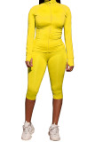 Red Fashion Active adult Ma'am Solid Two Piece Suits pencil Long Sleeve Two Pieces