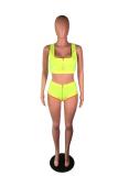 Pink Sexy Fashion Zippered Solid Two Piece Suits asymmetrical Slim fit crop top Skinny Sleevele