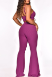 Purple Sexy Solid Spaghetti Strap Sleeveless Two Pieces