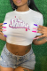 White Casual Print Patchwork O Neck Mid Waist T-Shirts