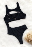 Black Fashion Sexy Solid Hollowed Out Swimwears