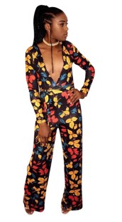 As Show Multi Milk Silk Hollow Out Sashes Print sexy Jumpsuits & Rompers