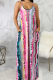 Multicolor Casual Print Patchwork Spaghetti Strap Straight Dresses