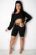 Black Sexy Fashion Two Piece Suits asymmetrical crop top Solid Regular Long Sleeve Two-Piece Sh