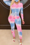 Green Fashion Sexy Adult Print Patchwork Tie-dye O Neck Long Sleeve Regular Sleeve Regular Two Pieces