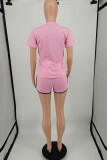 Black Fashion Casual Solid Basic O Neck Short Sleeve Two Pieces