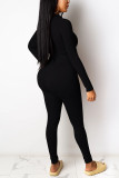 Yellow Casual Solid O Neck Long Sleeve Two Pieces