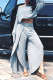 Grey Fashion Casual Solid Patchwork Slit Oblique Collar Long Sleeve Two Pieces