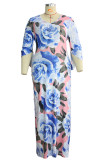 Decorative pattern knitting Street V Neck Floral Print Flowers Plus Size 