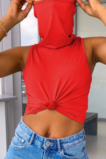 Red White Red Black Grey Pink Khaki Yellow Royal blue Fruit green rose red purple Sky Blue Turtleneck Sleeveless Patchwork Solid Slim fit Tops