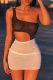 Black White Sexy Solid Mesh One Shoulder Pencil Skirt Dresses