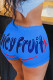 Blue Elastic Fly Low Print Straight shorts Bottoms
