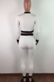 purple Street Geometric Patchwork O Neck Long Sleeve Regular Sleeve Short Two Pieces