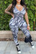 Multicolor Fashion Sexy Print Basic V Neck Skinny Jumpsuits