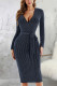 Blue Sexy Solid Patchwork V Neck Pencil Skirt Dresses