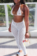 White Sexy Solid Patchwork Mesh Swimwears