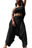 Blue Fashion Sexy adult Ma'am Solid Two Piece Suits Harlan pants Sleeveless Two Pieces