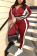 Red Casual Solid Patchwork Turndown Collar Long Sleeve Two Pieces