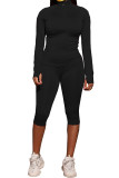 Red Fashion Active adult Ma'am Solid Two Piece Suits pencil Long Sleeve Two Pieces