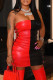 Red Fashion Sexy Patchwork Backless Strap Design Strapless Sleeveless Dress