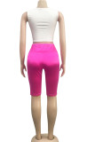 Blue Active Patchwork Solid contrast color bow-knot HOLLOWED OUT Straight Sleeveless Two Pieces