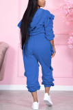 Pink Sexy Solid Patchwork Zipper Collar Long Sleeve Two Pieces