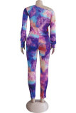 Green Sexy Two Piece Suits Print pencil Long Sleeve 