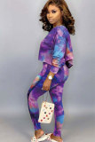 Green Sexy Two Piece Suits Print pencil Long Sleeve 