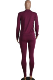 Blue Active Solid Two Piece Suits Print Patchwork pencil Long Sleeve