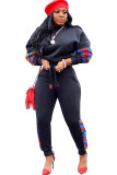 Apricot Casual Camouflage Print Two Piece Suits Patchwork pencil Long Sleeve