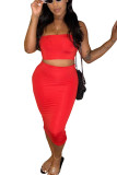 Orange Active Casual Wrapped chest Solid Plus Size