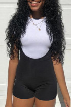 Black Fashion Casual Solid Basic O Neck Short Sleeve Two Pieces