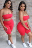 Pink Fashion Casual Solid Two Piece Suits pencil Sleeveless Two Pieces