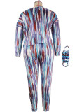 Multi-color Fashion Casual Print Patchwork Oblique Collar Long Sleeve Two Pieces