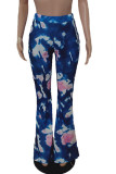 Blue Sexy Tie Dye Patchwork Skinny High Waist Speaker Full Print Bottoms