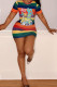 multicolor Fashion Casual cartoon multicolor Cap Sleeve Short Sleeves O neck Step Skirt skirt Striped Print Dresses