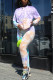 purple Casual Sportswear Spandex Blends Print Tie-dye Pullovers Pants Basic O Neck Long Sleeve Regular Sleeve Regular Two Pieces