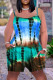 Green Fashion Casual Tie Dye Printing Spaghetti Strap Regular Romper