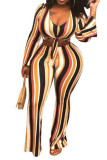 Stripe Street Striped Loose Long Sleeve Two Pieces